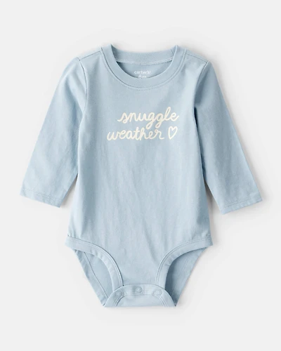 Baby Girl Snuggle Weather Long-Sleeve Graphic Bodysuit - Blue