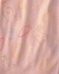 Toddler Girl Easter Bunny 100% Cotton Snug Fit 2-Piece Pajama Set - Pink