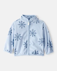 Baby Girl Snowflake Microfleece Zip-Up Jacket - Blue