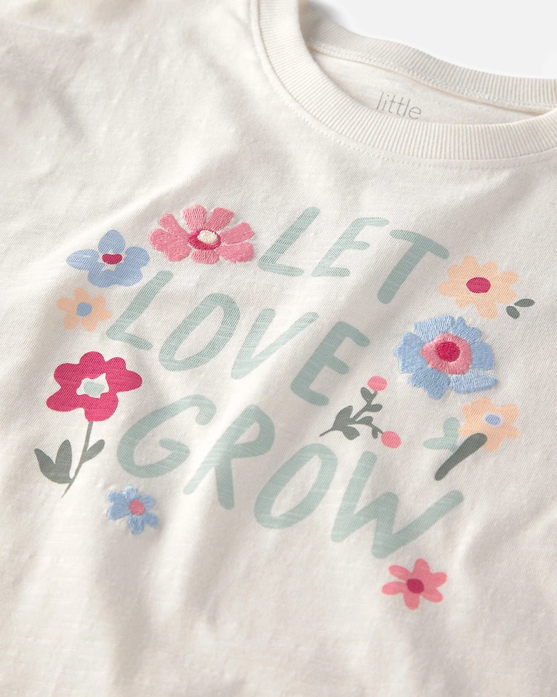Girls Organic Cotton 'Let Love Grow' Boxy Tee