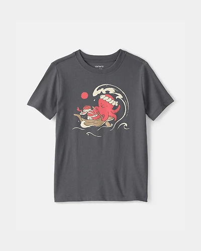 Toddler Boy Sushi Octopus Graphic Tee - Grey