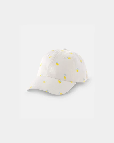 Toddler Girl Lemon Baseball Hat - White