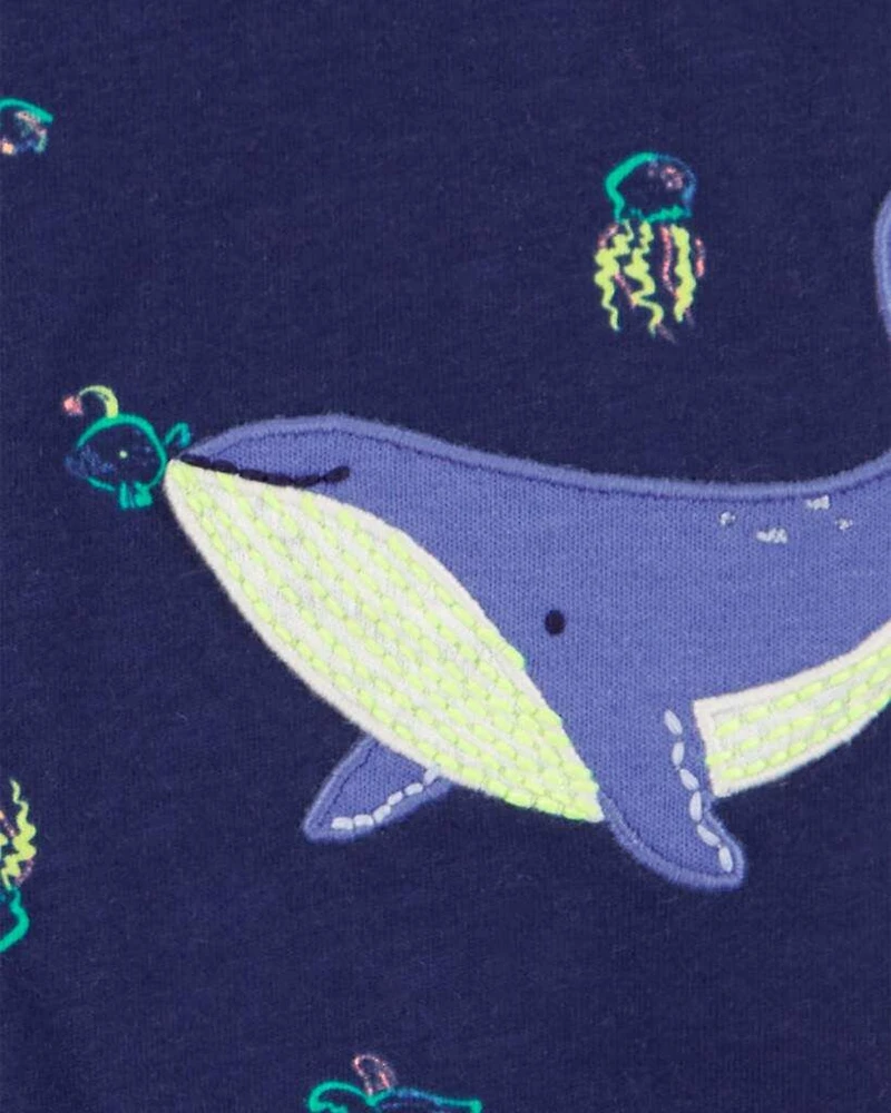 Baby Boy Whale Romper - Navy Blue