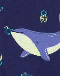 Baby Boy Whale Romper - Navy Blue