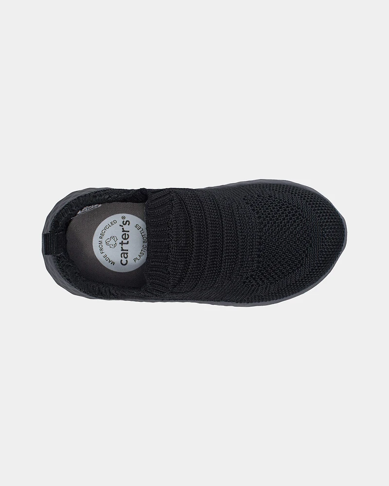 Toddler Boy Pull-On Athletic Sneakers - Black