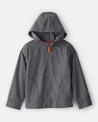 Boys Active Hooded Zip-Up Jacket - Grey