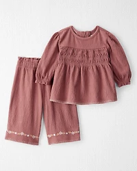 Baby Girl 2-Piece Organic Cotton Crinkled Knit Set