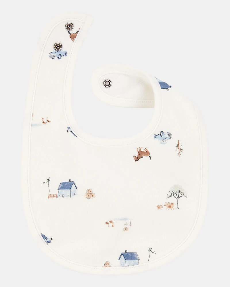 Baby 3-Pack Dog Bibs - Blue/Ivory