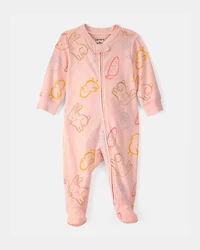 Baby Girl Easter 100% Cotton 2-Way Zip Sleep & Play Pajama - Pink