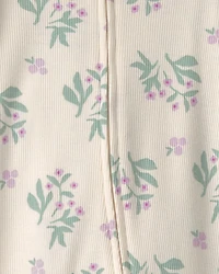 Baby Girl Floral Cotton 2-Way Zip Sleep & Play Pajamas - Ivory