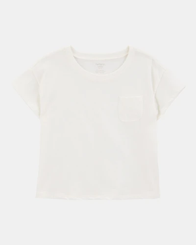 Girls Short-Sleeve Pocket Tee - White