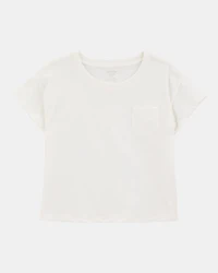 Girls Short-Sleeve Pocket Tee - White