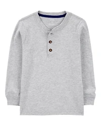 Baby Boy Long-Sleeve Henley Tee - Grey