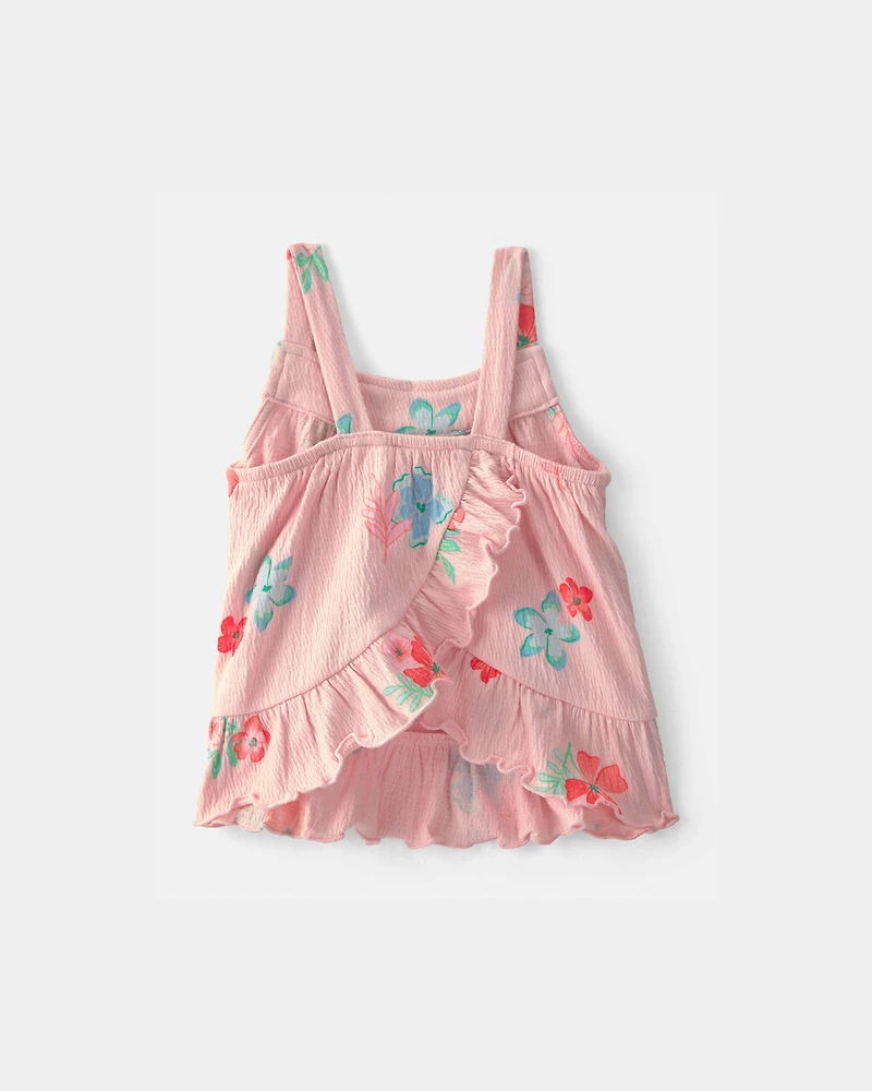 Baby Girl 2-Piece Floral Ruffle Top & Short Set - Pink