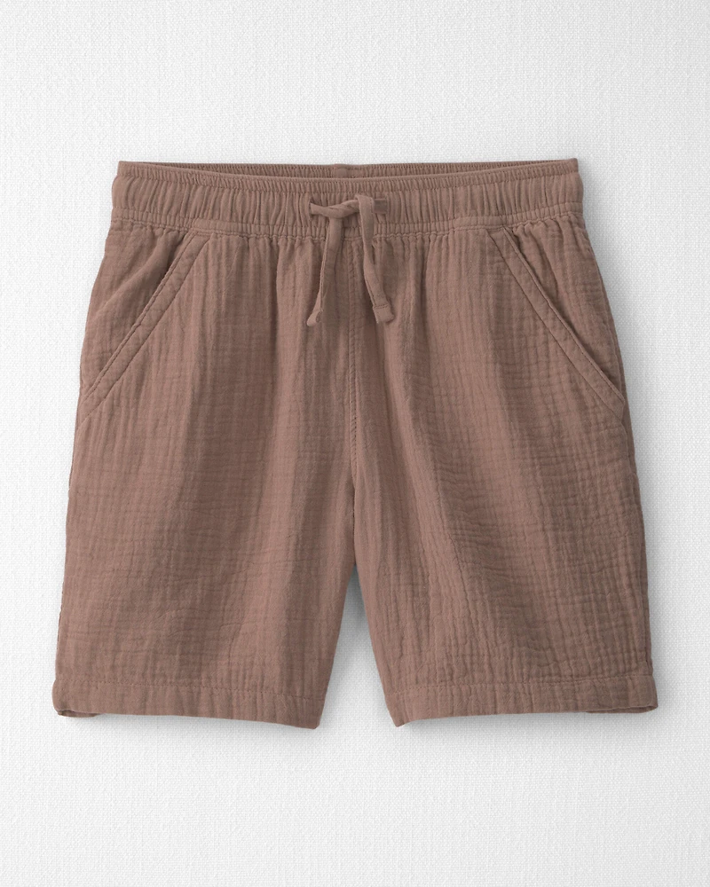 Boys 2-Piece Organic Cotton Gauze Embroidered Top & Short Set