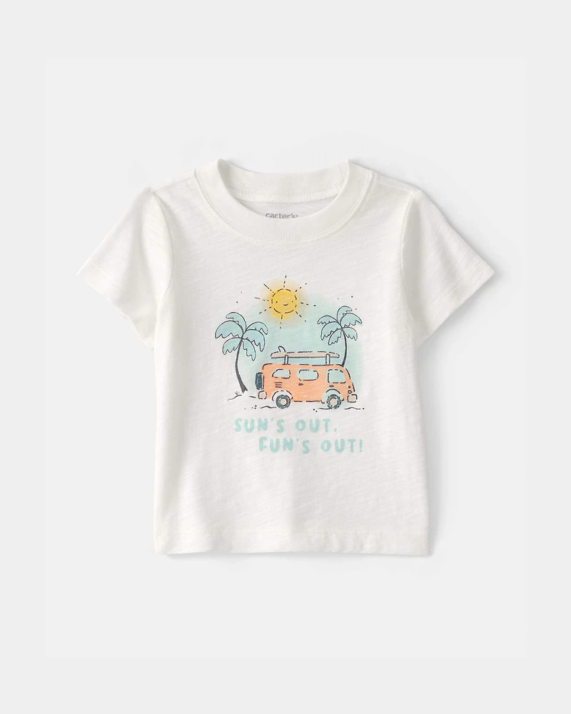 Baby Boy 3-Piece Beach Trip Striped Outfit Set - Blue/White