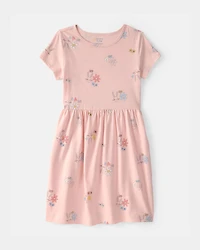 Girls Easter Floral Short-Sleeve Dress - Pink