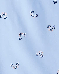 Kid 2-Piece Floral Flutter-Sleeve Pajamas - Blue