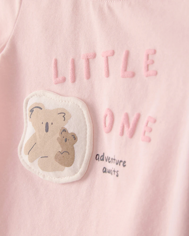 Baby Girl 2-Piece 'Little One' Koala Graphic Tee & Pant Set - Pink