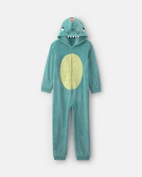 Boys 1-Piece Dinosaur Halloween Fleece Pajama Costume - Green