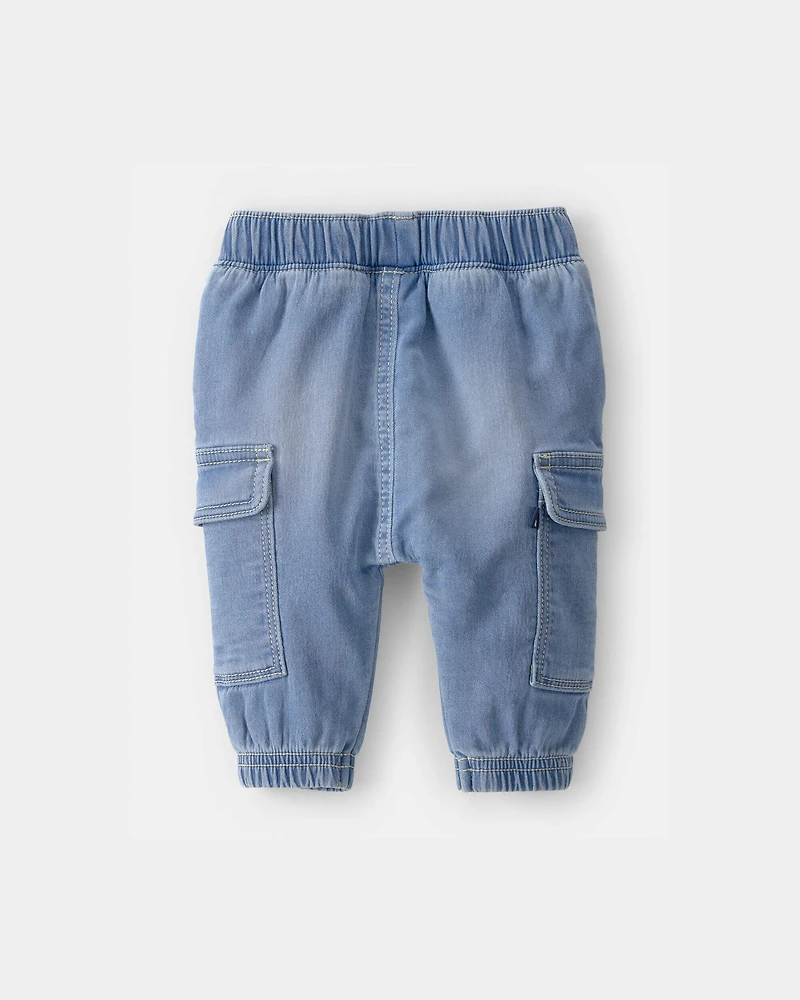 Baby Boy Denim Cargo Pocket Jogger - Light Wash