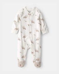 Baby Kangaroo 2-Way Zip 100% Cotton Sleep & Play Pajama - Cream