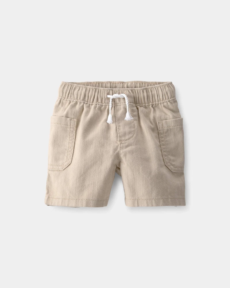 Baby Boy 2-Piece Button-Down Bodysuit & Short Set - White/Brown