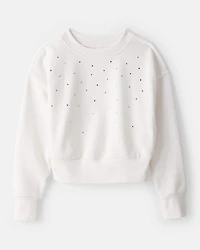 Girls DayDream Fleece Rhinestone Pullover Sweatshirt - Ivory