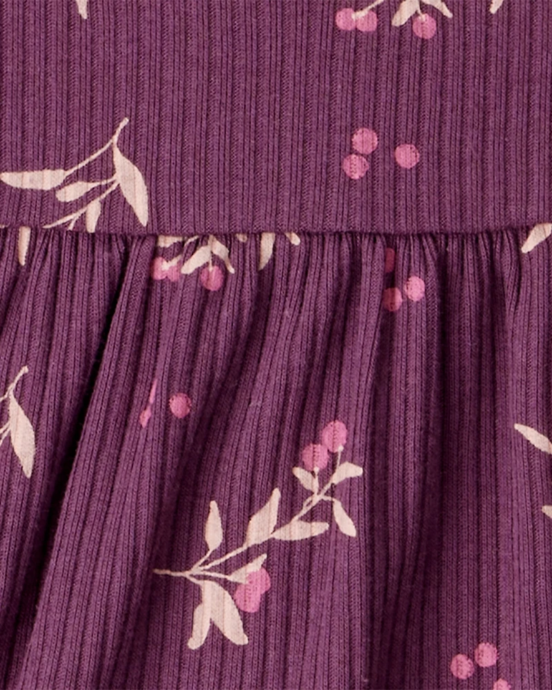 Baby Girl 5-Piece Long-Sleeve Bodysuits & Ruffle Pants Set - Purple/Cream