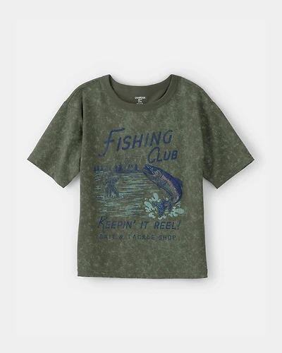 Boys Fishing Club Graphic Tee - Olive