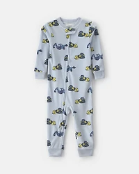 Toddler Boy 1-Piece Construction DreamPlush Snug Fit Pajama - Blue