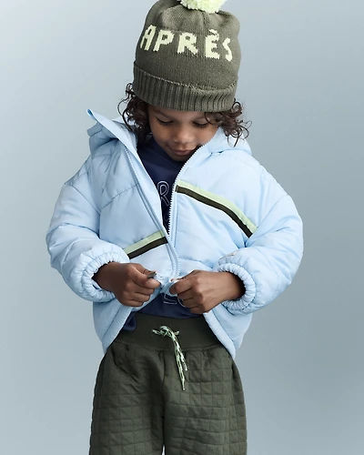 Toddler Boy Zip-Up Hooded Puffer - Light Blue