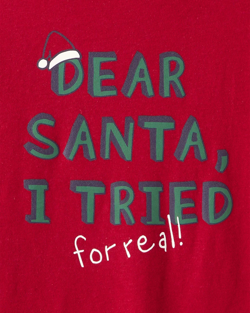 Boys Christmas Santa Long-Sleeve Graphic Tee - Red