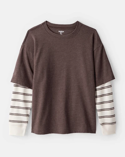 Boys Layered Long-Sleeve T-Shirt - Brown