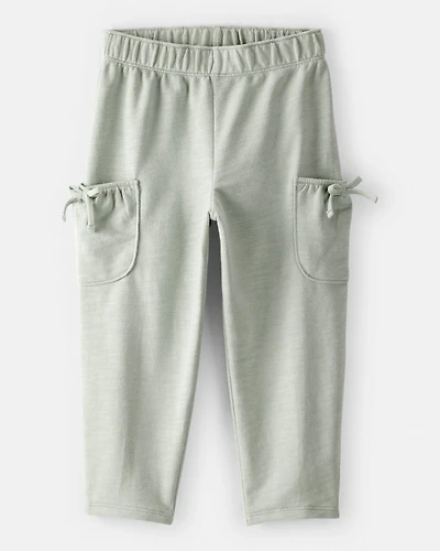 Toddler Girl Bow Pocket French Terry Pants - Green