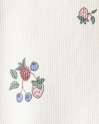 Baby Girl Organic Cotton Ribbed Knit Pants in Berry Blossom Print