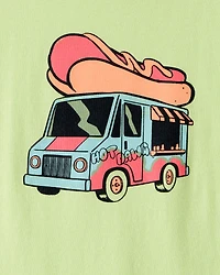 Boys Hotdog Truck Long-Sleeve Graphic Tee - Green