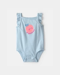 Baby Girl 'So Squeezable' Sleeveless Graphic Bodysuit - Blue