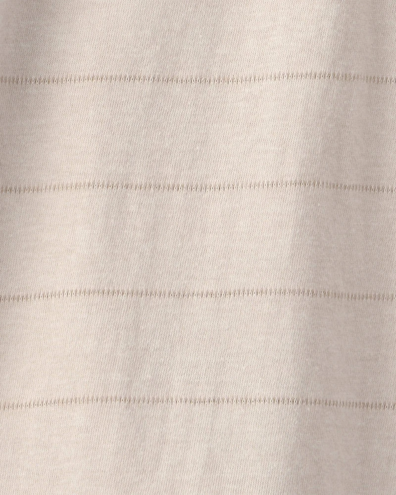 Boys Striped Henley T-Shirt - Tan