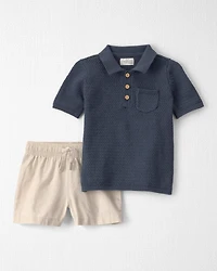 Toddler Boy 2-Piece Organic Cotton Sweater Knit Top & Short Set