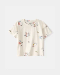 Toddler Girl Easter Bunny Floral Top - Cream