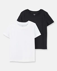 Boys 2-Pack Short-Sleeve Cotton Tees - Black/White