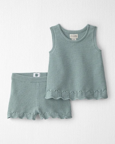 Toddler Girl 2-Piece Organic Cotton Knit Top & Short Set