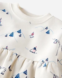 Baby Girl French Terry Dress Made with Organic Cotton in Snowy Slopes Print