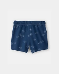Toddler Boy Fish French Terry Shorts - Blue