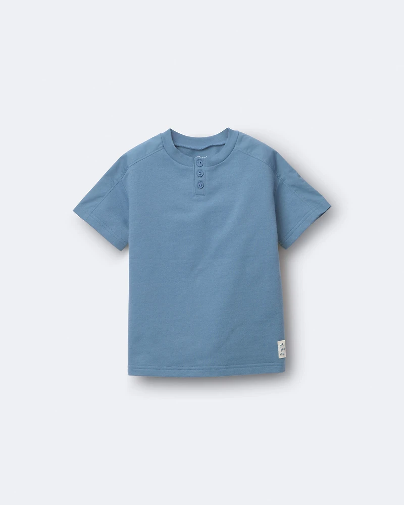 Toddler Boy Henley Tee - Blue