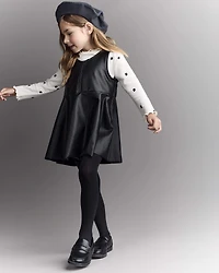 Toddler Girl Faux Leather Sleeveless Dress - Black