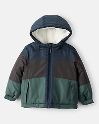 Toddler Boy Color Block Hooded Puffer Jacket