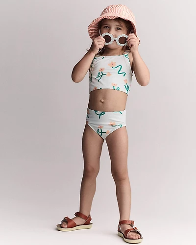 Toddler Girl Tankini in Floral Print - Light Green