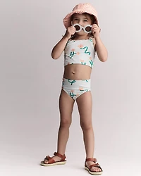 Toddler Girl Tankini in Floral Print - Light Green